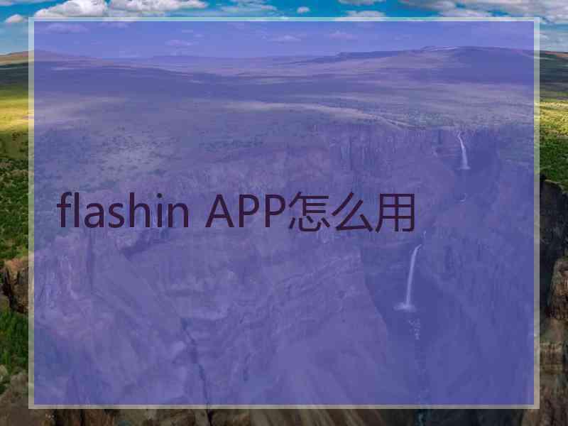 flashin APP怎么用